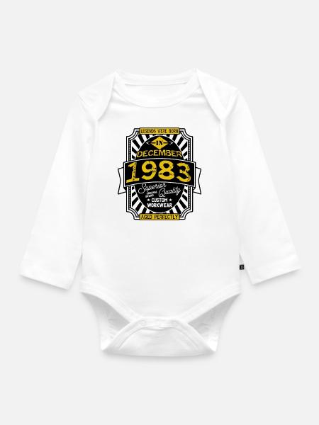 1983 DEZEMBER - Baby Bio-Langarm-Body - Weiß