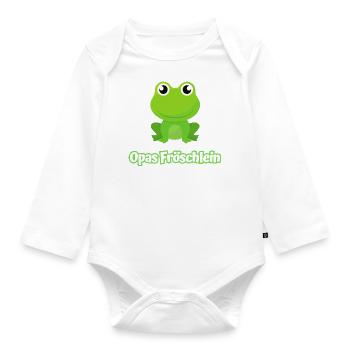 Opas Fröschlein kleiner Frosch Enkel - Baby Bio-Langarm-Body - Weiß - Vorne