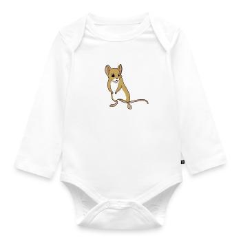 Kawaii grasshopper mouse - Organic Longsleeve Baby Bodysuit - white - Front