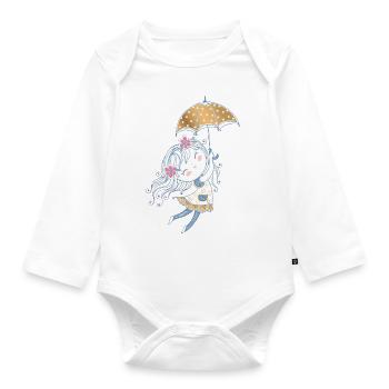 Little Girl Magic Umbrella: Fairy Flight - Organic Longsleeve Baby Bodysuit - white - Front