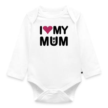 I love my Mum I love my Mummy - Organic Longsleeve Baby Bodysuit - white - Front