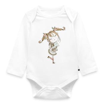 The Girl and Her Cat: Happy Reunion - Organic Longsleeve Baby Bodysuit - white - Front