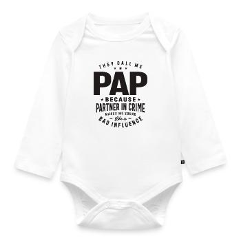 Pap - Partner in Crime - Fathers Day - Organic Longsleeve Baby Bodysuit - white - Front