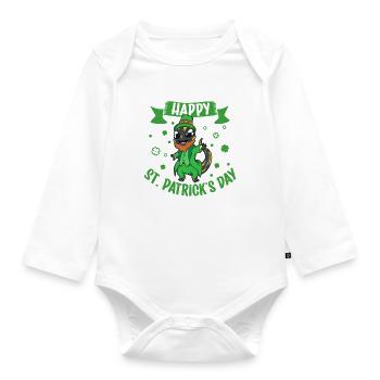 St Patrick's Salamander - Happy St Patrick's Day - Organic Longsleeve Baby Bodysuit - white - Front