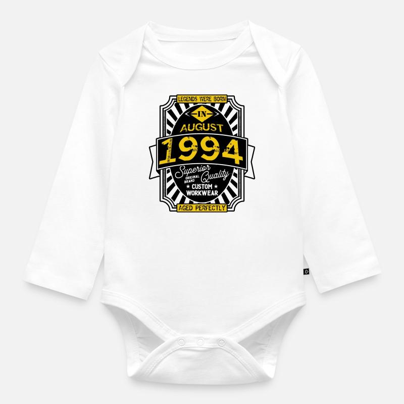 1994 AUGUST - Organic Longsleeve Baby Bodysuit - white