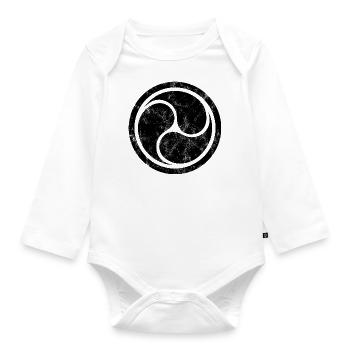 Triple Yin Yang, Tao, Zen Buddhism, Tibet, Japan - Organic Longsleeve Baby Bodysuit - white - Front