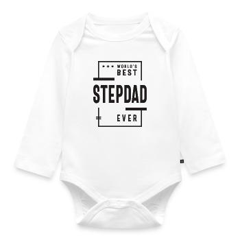 Der beste Stiefvater der Welt aller Zeiten - Papa Opa Lustig - Baby Bio-Langarm-Body - Weiß - Vorne