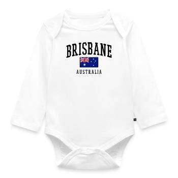 Brisbane - Australia flag - Organic Longsleeve Baby Bodysuit - white - Front