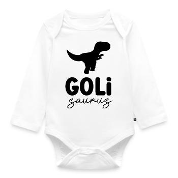 Wöd Goli Saurus beste Goli Patentante Österreich - Baby Bio-Langarm-Body - Weiß - Vorne
