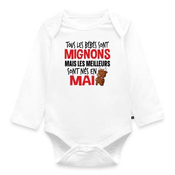 Bébé Mai Taureau Naissance Cadeau Baby - Body Bébé bio manches longues - blanc - Devant