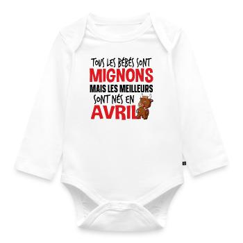 Bébé Avril Taureau Naissance Cadeau Baby - Body Bébé bio manches longues - blanc - Devant