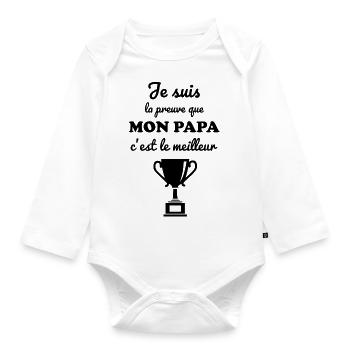 mon papa c'est le meilleur - Body Bébé bio manches longues - blanc - Devant