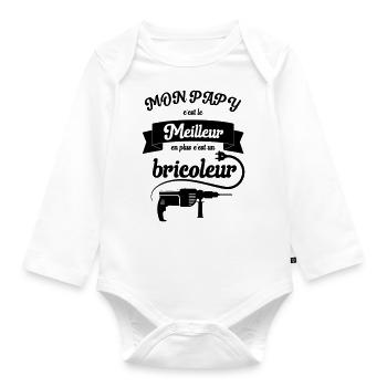 Papy bricoleur - Body Bébé bio manches longues - blanc - Devant