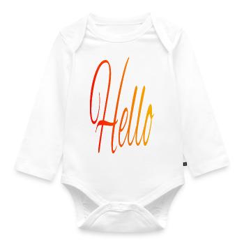 Hello - Organic Longsleeve Baby Bodysuit - white - Front