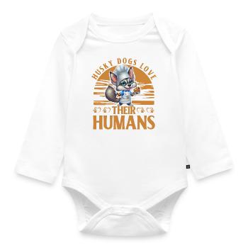 Les chiens Husky aiment leurs humains - Body Bébé bio manches longues - blanc - Devant