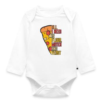 Tout ce dont j’ai besoin est de l’eau de farine et du plateau à pizza à la levure - Body Bébé bio manches longues - blanc - Devant