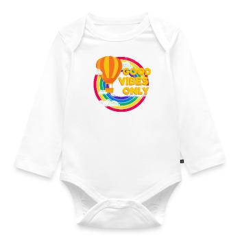 Balloon & Rainbow (Good Vibes) - Organic Longsleeve Baby Bodysuit - white - Front