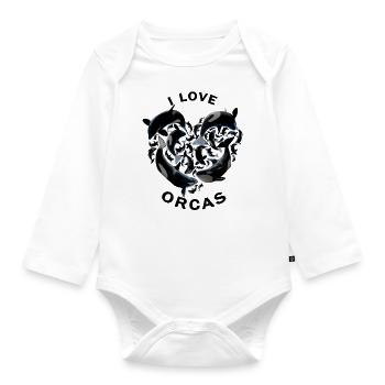 Orques, Orques, Poissons, Cœur, J’aime les orques - Body Bébé bio manches longues - blanc - Devant
