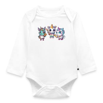 mignonnes petites licornes - Licornes douces - Licorne - Body Bébé bio manches longues - blanc - Devant