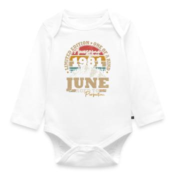 June 1981 Vintage Birthday Gift 42 Years - Organic Longsleeve Baby Bodysuit - white - Front