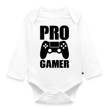 Pro Gamer - Organic Longsleeve Baby Bodysuit - white - Front