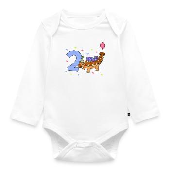 avec Triceratops - Anniversaire des enfants 2 ans - Body Bébé bio manches longues - blanc - Devant