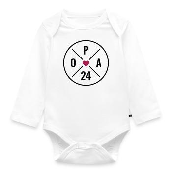 Opa 24 - Opa Herz - Opa 2024 - Baby Bio-Langarm-Body - Weiß - Vorne
