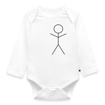 Einfaches Strichmännchen - Baby Bio-Langarm-Body - Weiß - Vorne