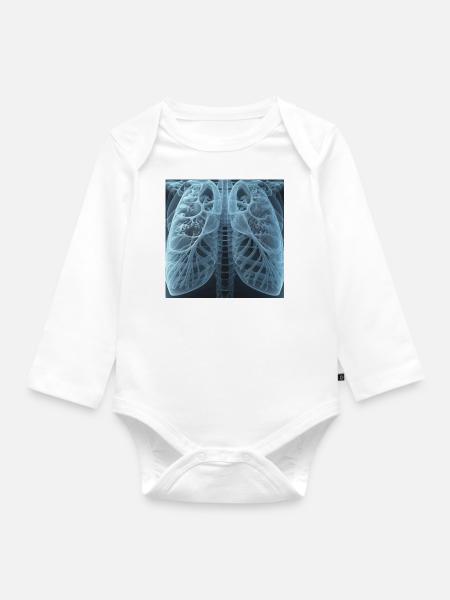 Röntgenbild von der Lunge - Baby Bio-Langarm-Body - Weiß