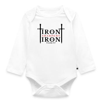Iron Sharpens Iron - Proverbs 27:17 Clothing - Organic Longsleeve Baby Bodysuit - white - Front