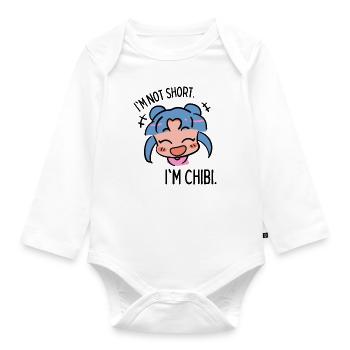 Lustiges Chibi - Baby Bio-Langarm-Body - Weiß - Vorne