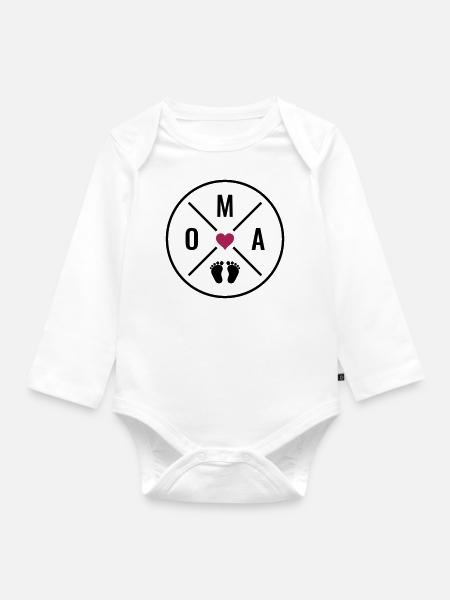OMA HERZ BABY BABYFÜßE LIEBE Farben anpassbar OMA - Baby Bio-Langarm-Body - Weiß