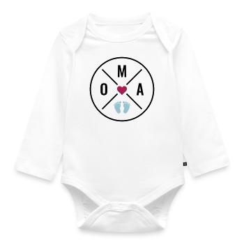 OMA HERZ BABY BABYFÜßE LIEBE Farben anpassbar OMA - Baby Bio-Langarm-Body - Weiß - Vorne