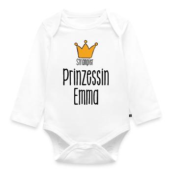 Emma - Strampler Prinzessin - Baby Spruch lustig - Baby Bio-Langarm-Body - Weiß - Vorne