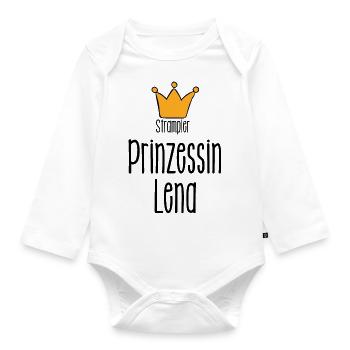 Strampler Prinzessin Lena - Baby Spruch lustig - Baby Bio-Langarm-Body - Weiß - Vorne