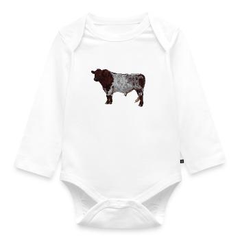 Drawing of a Shorthorn cow - Organic Longsleeve Baby Bodysuit - white - Front