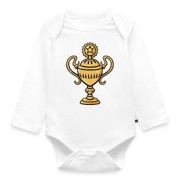 Cup Winner Winner Gift Idea - Gold Trophy - Organic Longsleeve Baby Bodysuit - white - Front