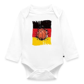 Basketball Team Deutschlandfahne Deutschlandflagge - Baby Bio-Langarm-Body - Weiß - Vorne