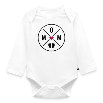 Mom Herz Baby Babyfüße Mutter Liebe Muttertag Mama - Baby Bio-Langarm-Body - Weiß - Vorne
