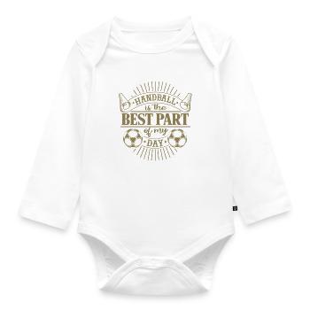 Handball is the best part of my day - Organic Longsleeve Baby Bodysuit - white - Front