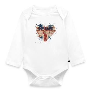 Britische Königin Krönung Camilla England Flagge - Baby Bio-Langarm-Body - Weiß - Vorne