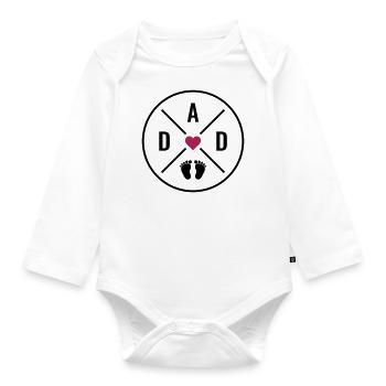 PAPA coeur bébé bébé pieds papa amour fête des pères papa - Body Bébé bio manches longues - blanc - Devant