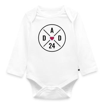Papa 24 Coeur Bébé Papa Amour Fête des Pères Papa 2024 - Body Bébé bio manches longues - blanc - Devant