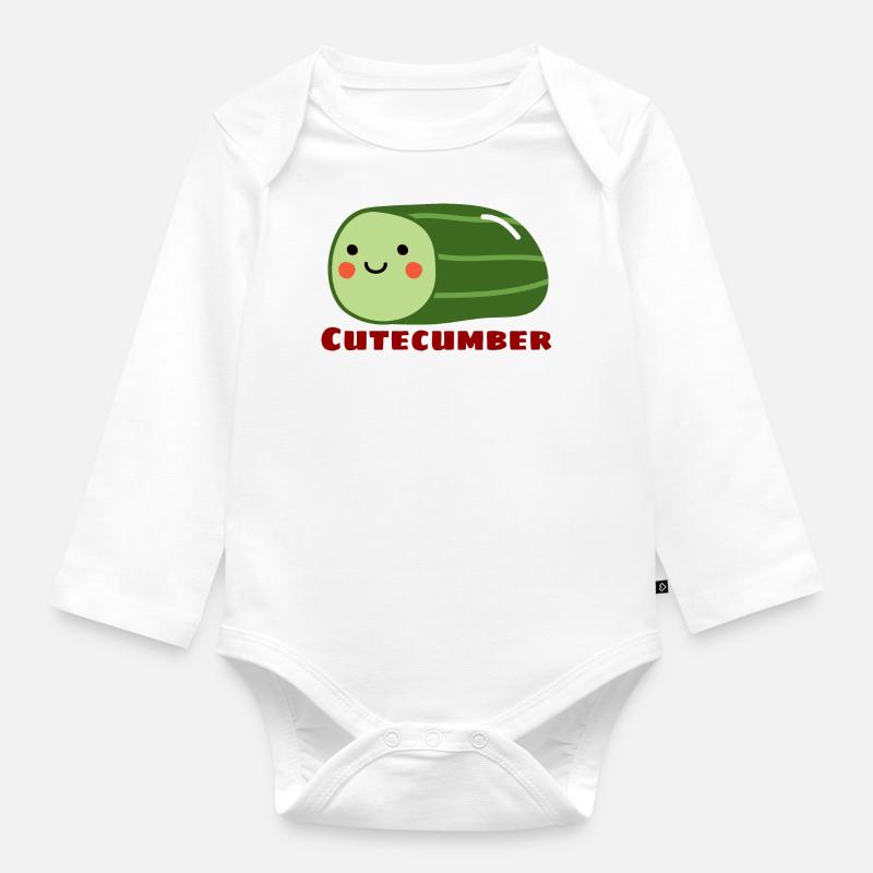 Mignon | Joli jeu de mots concombre - Body Bébé bio manches longues - blanc