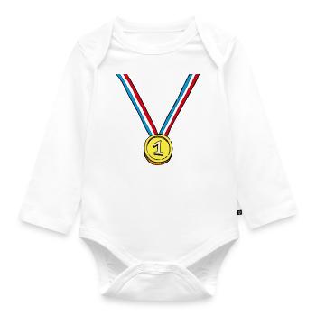 T-shirt Médaille d'or du meilleur fils - Body Bébé bio manches longues - blanc - Devant