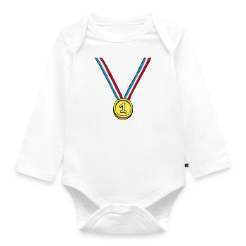 T-shirt Médaille d'or de la meilleure mamie - Body Bébé bio manches longues - blanc - Devant