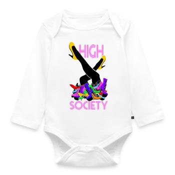 high society lady heels shirt - Baby Bio-Langarm-Body - Weiß - Vorne