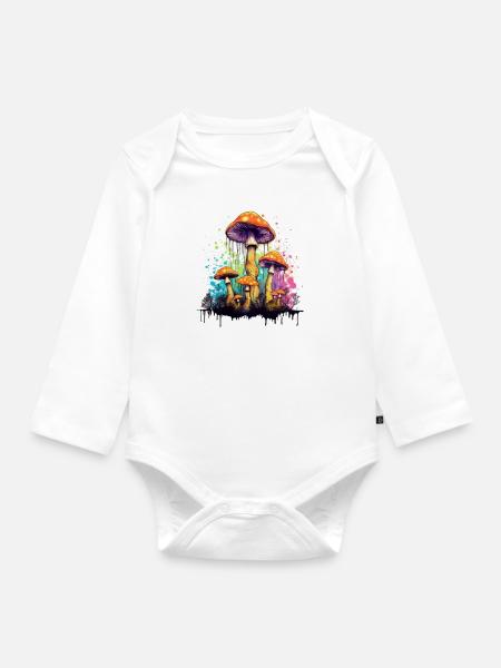Psycho Pilze - Baby Bio-Langarm-Body - Weiß