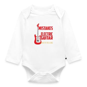 Vater mit E-Gitarre - Baby Bio-Langarm-Body - Weiß - Vorne
