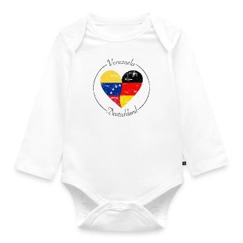 Venezuela und Deutschland Herz Logo - Baby Bio-Langarm-Body - Weiß - Vorne